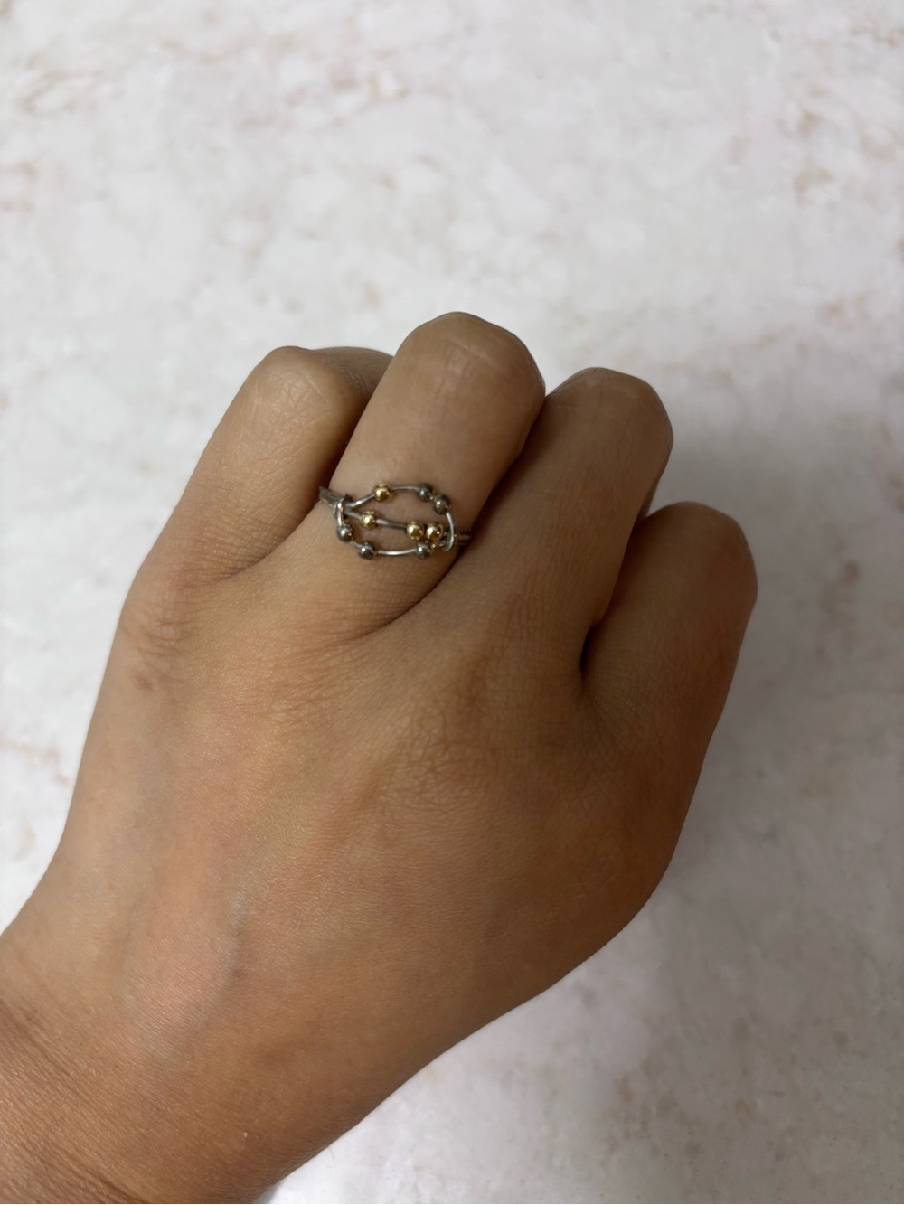 Delicate Two-Tone Floral Vine Anxiety Ring - Gold & Silver